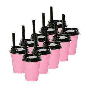¡Compra Rápida! Kit de 10 Vasos MOON 16 OZ tapa y popote ancho