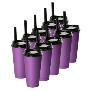 ¡Compra Rápida! Kit de 10 Vasos MOON 24 OZ tapa y popote ancho