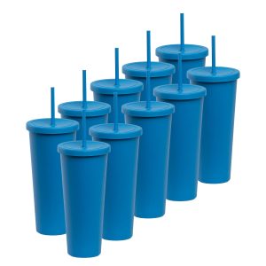 ¡Compra Rápida! Kit de 10 Vasos ROCKET 34 OZ tapa giratoria y popote