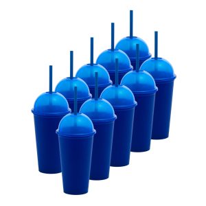 ¡Compra Rápida! Kit de 10 Vasos SATURN 16 OZ tapa domo y popote