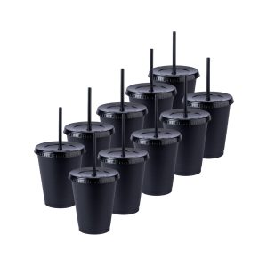 ¡Compra Rápida! Kit de 10 Vasos SUN 16 OZ tapa plana y popote