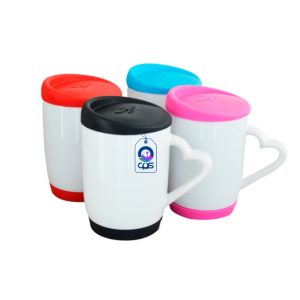 Taza de Cerámica 11oz Asa de Corazón Tapa de Silicón - CPS México