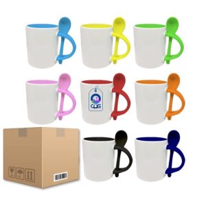 Taza de Cerámica 11oz Interior y Asa de Color con Cuchara Caja con 36 piezas - CPS México