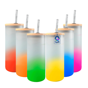 Vaso de Vidrio Esmerilado, Base de Color, 650ml - CPS México