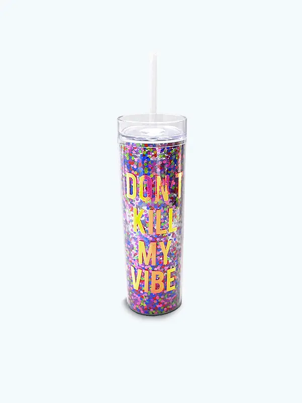 Vaso Recto con Glitter y Estampado Holográfico (10 pz)